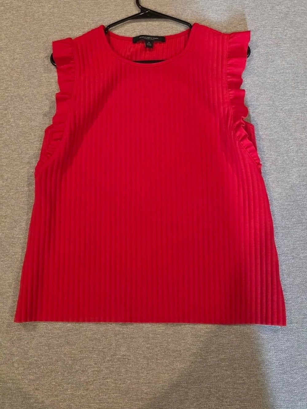 Marc New York Red Ribbed Ruffle Sleeve Camisole